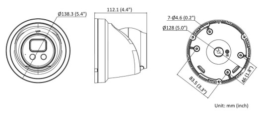 hilook 6mp all in one fixed turret dimension