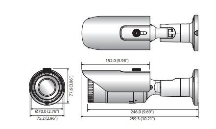 5M Network IR Bullet Camera dimensions hilook dimension